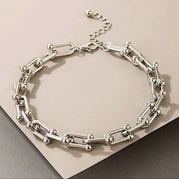 Sterling silver U-shaped ankle bracelet - Picture 2 of 5